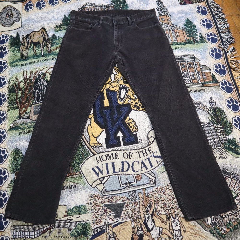 Levi's Corduroy 514 Pants Faded Black Soft Men's True Size 35x31 White Tab